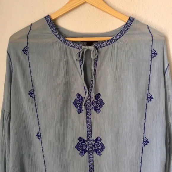 J. Crew Embroidered Gauzy Peasant Top - Picture 6 of 7